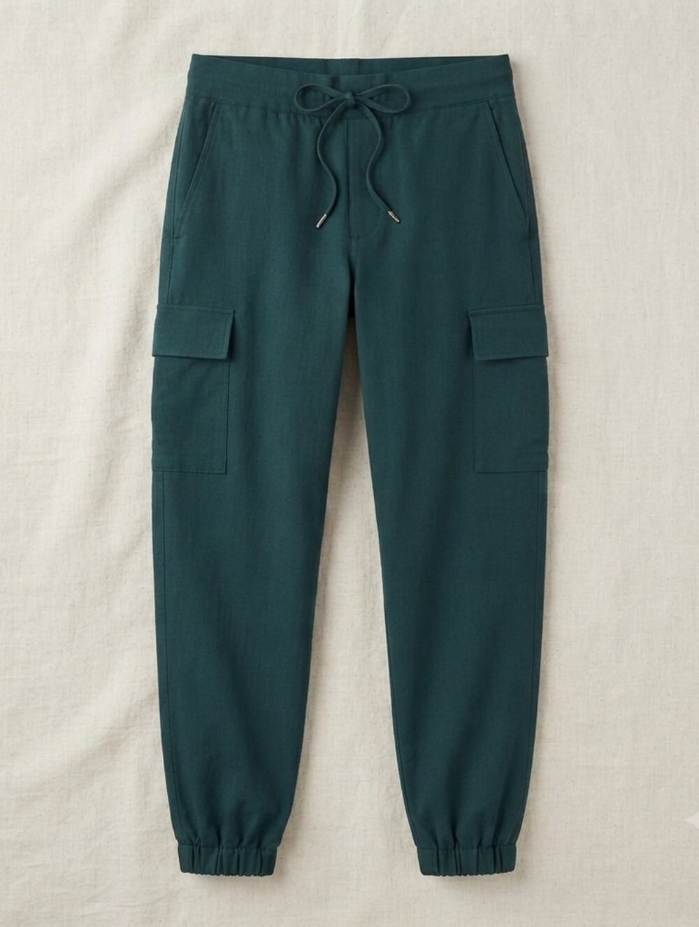 Dark Teal Cargo Jogger Pants - Drawstring Waist